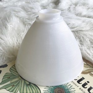 Vintage milk glass‎ lamp pendant shade waffle print